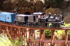 Shay locomotive crossing trestle